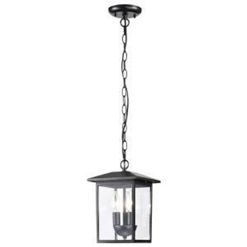  Satco 60-5933 Matte Black Ceiling Hanging Light with Clear Glass 