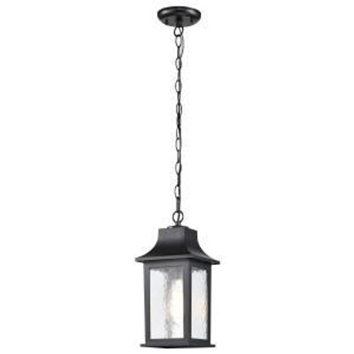  Satco 60-5958 Matte Black Hanging Light with Clear Water Glass 