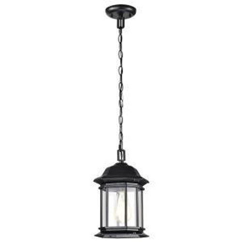  Satco 60-6117 Matte Black Hanging Light with Clear Glass 