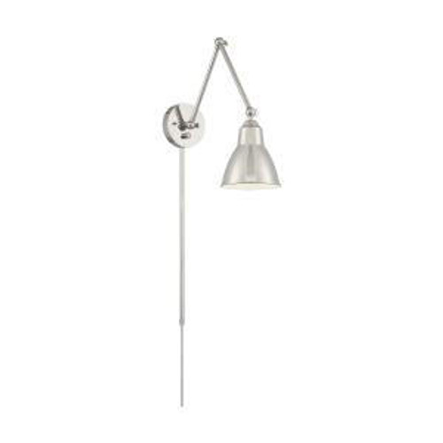  Satco 60-7365 Polished Nickel Wall Light with Switch 