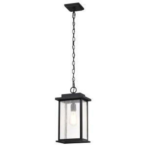  Satco 60-7377 Matte Black Hanging Light with Clear Seedy Glass 