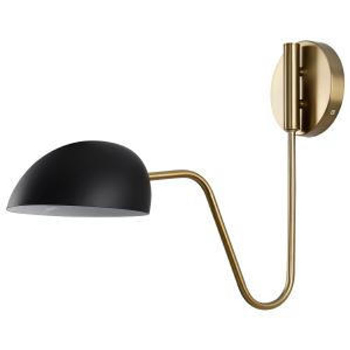  Satco 60-7391 Matte Black Wall Sconce Light with Burnished Brass 
