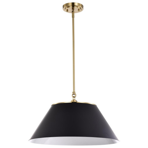  Satco 60-7414 Black Pendant Light with Vintage Brass 