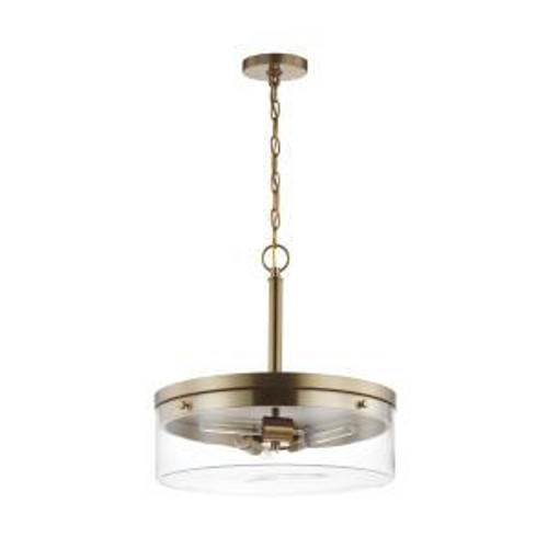  Satco 60-7530 Burnished Brass Pendant Light with Clear Glass 