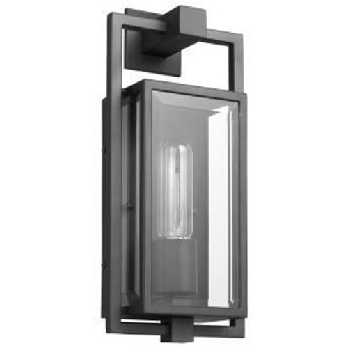  Satco 60-7543 Matte Black Wall Lantern Light with Clear Beveled Glass 