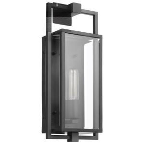  Satco 60-7544 Matte Black Wall Lantern Light with Clear Beveled Glass 