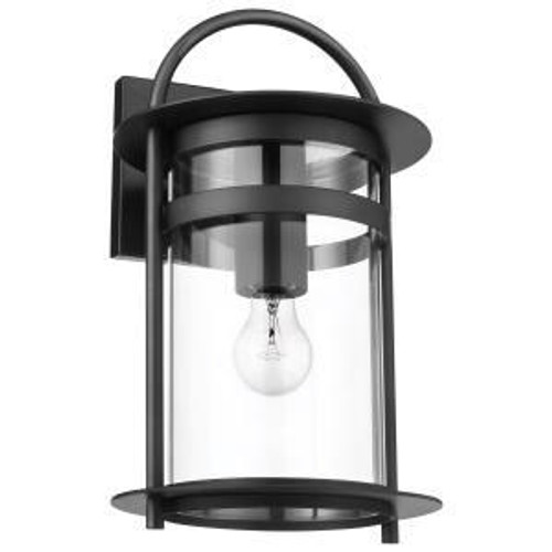  Satco 60-7642 Matte Black Wall Lantern Light with Clear Glass 