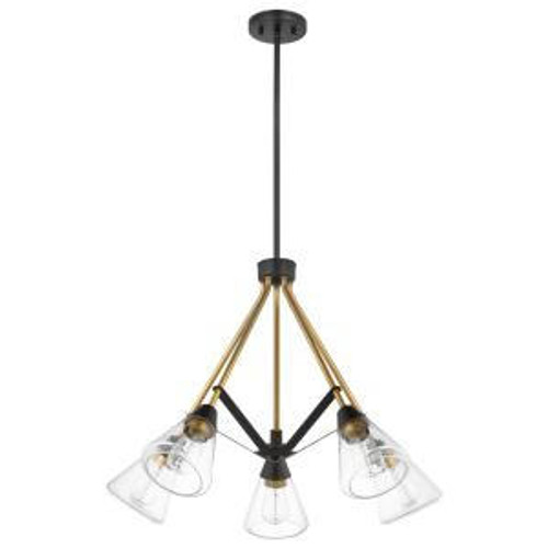  Satco 60-7685 Matte Black Chandelier Light with Clear Seeded Glass 