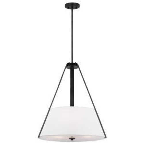  Satco 60-7696  Black Pendant Light with Faux Leather Wrapped Straps 