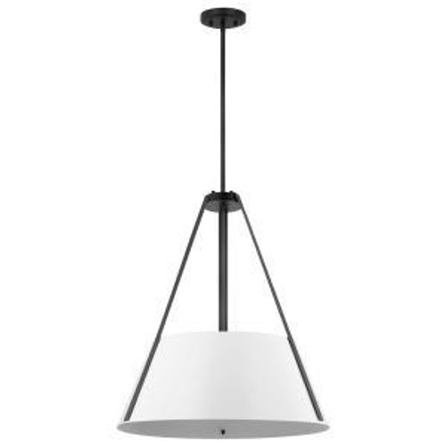  Satco 60-7697 Black Pendant Light with White Metal Shade 