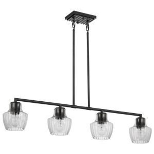  Satco 60-7704 Black And Silver Accent Pendant Light with Clear Ribbed Glass 