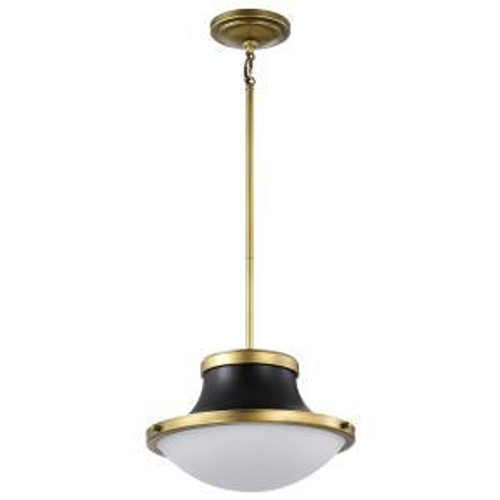  Satco 60-7907 Matte Black Pendant Light with White Opal Glass 