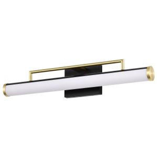  Satco 62-1388 Black and Brushed Brass Vanity Light with White Acrylic Lens 