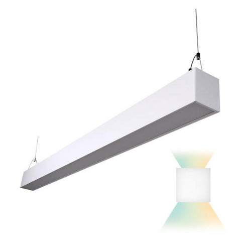 LBS Lighting 4 ft White Architectural LED Linear Suspension Light Fixture 
