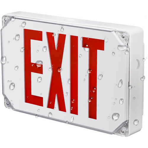 Outdoor Wet Location LED Exit Sign with Battery Backup - IP65 Rated