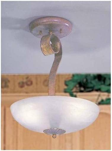 Volume Lighting V7910-66 - Prairie Rock and Gold Semi-Flush Mount - White Glass Bowl