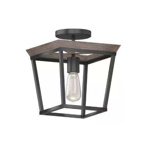 Volume Lighting V7701-84 Lodge Bulb Black Walnut Semi Flush-Mount