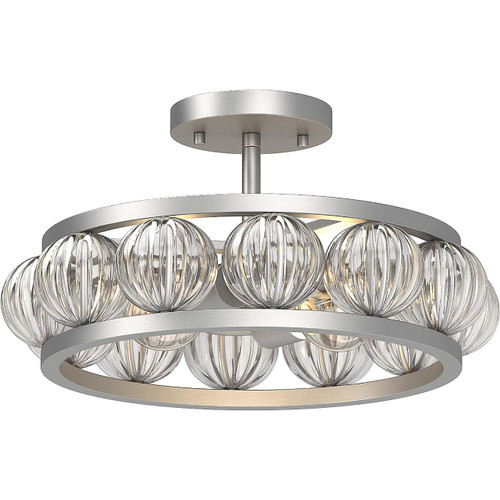 Volume Lighting V5054-33 - 17 in Wide Brushed Nickel Semi-Flush Mount