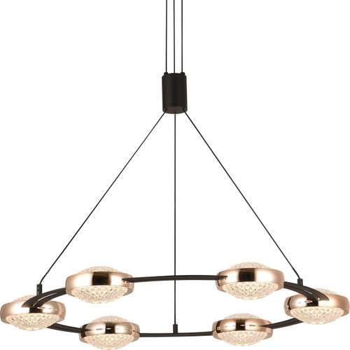 Volume Lighting V3366-98 Black & Gold Modern Wagon Wheel Pendant Light