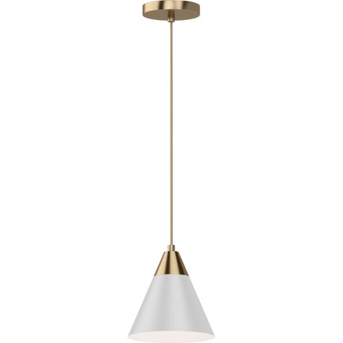 Volume Lighting V2611-67 Antique Gold White Mini Shaded Pendant Light