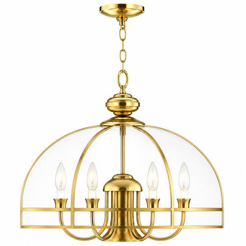 Volume V5707-2 - 7 Light Polished Brass Dome Chandelier with Clear Beveled Glass Shade