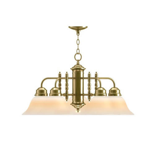 Volume Lighting Volume V4605-2 Polished Brass Chandelier with Opal Glass Shade
