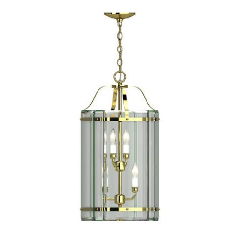 Volume Lighting Volume V3045-2 Polished Brass Chandelier with Clear Glass Panes
