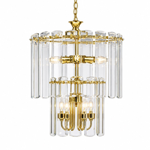 Volume V3029-2 Polished Brass Candelabra Chandelier