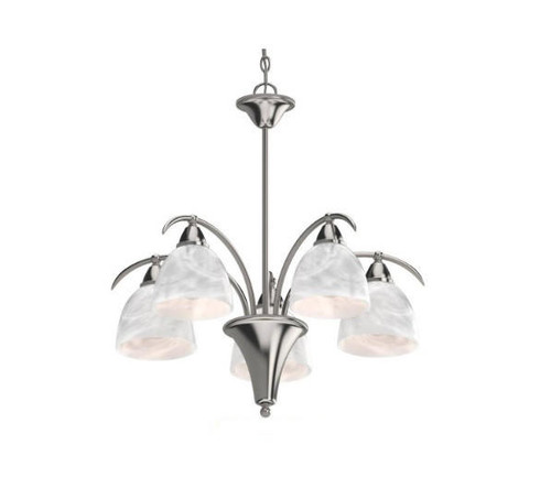 Volume Lighting V2605-33 - Brushed Nickel Branch Chandelier - White Glass Shades