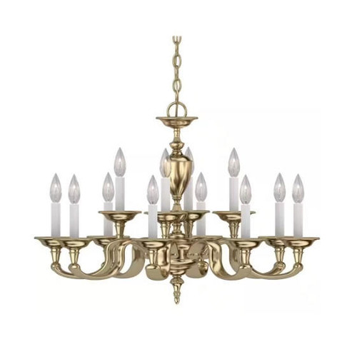 Volume Lighting Volume V2432-0 Polished Solid Brass Chandelier