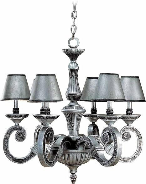 Volume Lighting Volume V1136-89 Antique Silver Hammered Iron Chandelier