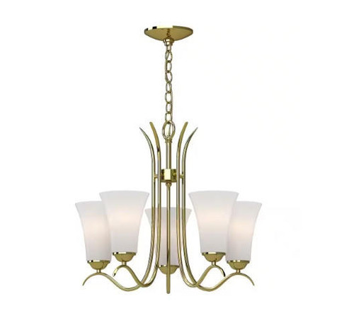 Volume Lighting V3015-2 - Polished Brass Chandelier - Frosted Glass Shades