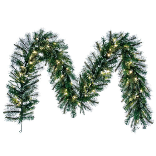 Vickerman A118314LED - 9 ft Green Pine Christmas Garland - Warm White LED