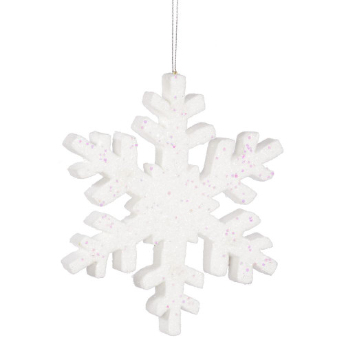 Vickerman L134401 - 8 inch White Glitter Snowflake Christmas Ornament