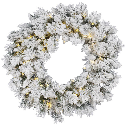 Vickerman A128261LED - 60" Flk Snow Ridge Wreath with Warm White LED Lights
