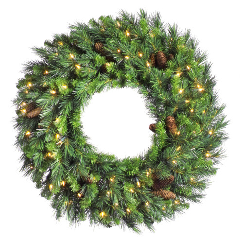 Vickerman A801025LED - 24" Cheyenne Pine Wreath with Warm White LED Lights