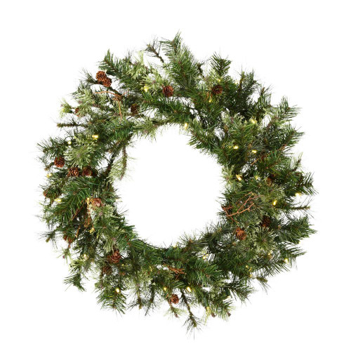Vickerman A801831LED - 30" Mixed Country Wreath with Warm White LED Lights
