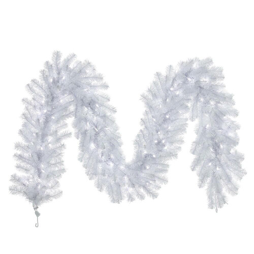 Vickerman A805816LED - 9 ft White Spruce Christmas Garland - Warm White LED