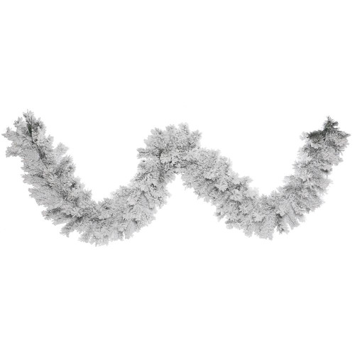 Vickerman A806315 - 9 ft Flocked White on Green Pine Christmas Garland - Unlit