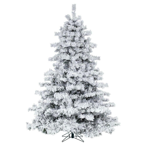 Vickerman A806376LED - 7.5 ft Flocked Alaskan Pine Prelit Warm White LED Christmas Tree