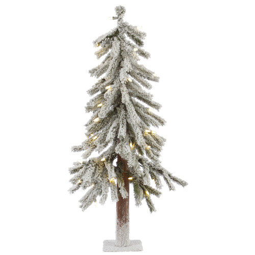 Vickerman A807431LED - 3 ft Flocked Alpine Prelit Warm White LED Christmas Tree