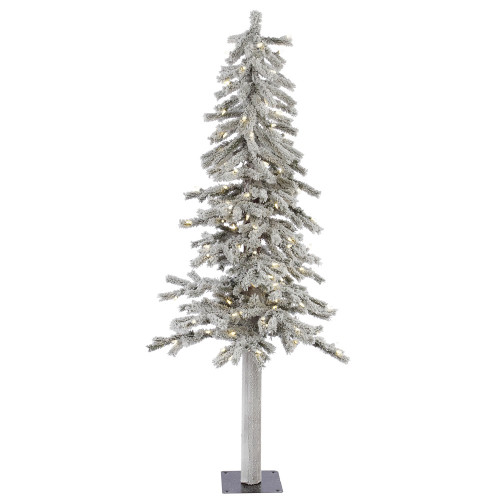 Vickerman A807451LED - 5 ft Flocked Alpine Prelit Warm White LED Christmas Tree