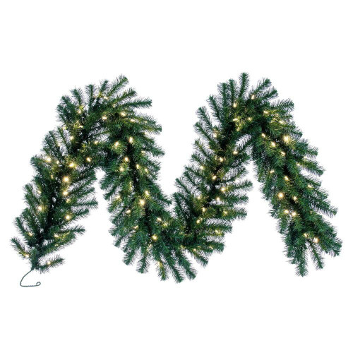 Vickerman A808813LED - 9 ft Green Fir Christmas Garland - Warm White LED