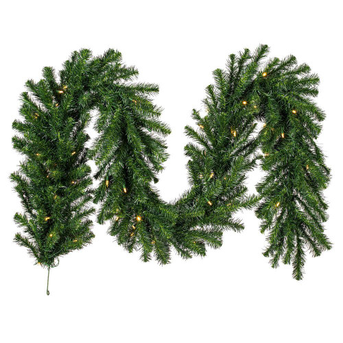Vickerman A808816LED - 9 ft Green Fir Christmas Garland - Warm White LED