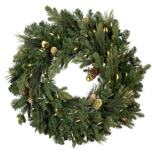 Vickerman DT210631LED - 30" Emerald Mix Wreath with Warm White LED Lights