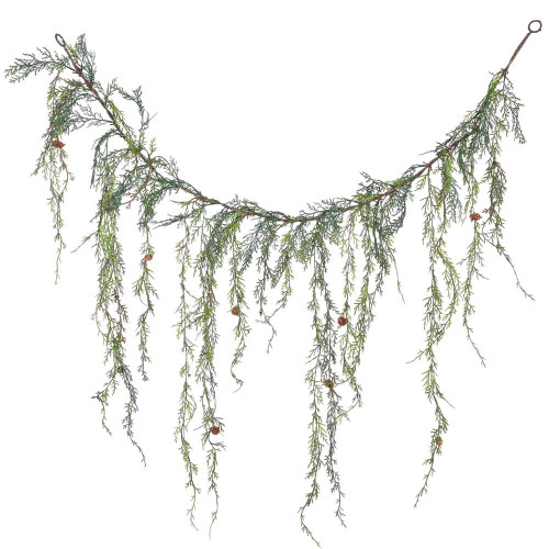 Vickerman E150112 - 4 ft Green Weeping Cedar Christmas Garland - Unlit