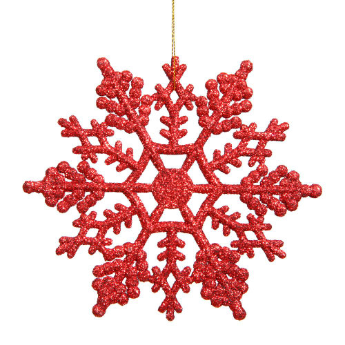 Vickerman M101403 4" Red Glitter Snowflake 24/Pvc Box