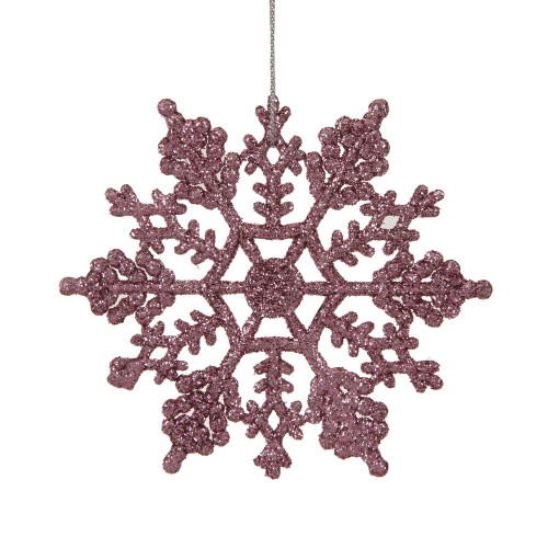 Vickerman M101409 - 4 inch Pink Glitter Snowflake Christmas Ornament - 24 Pack