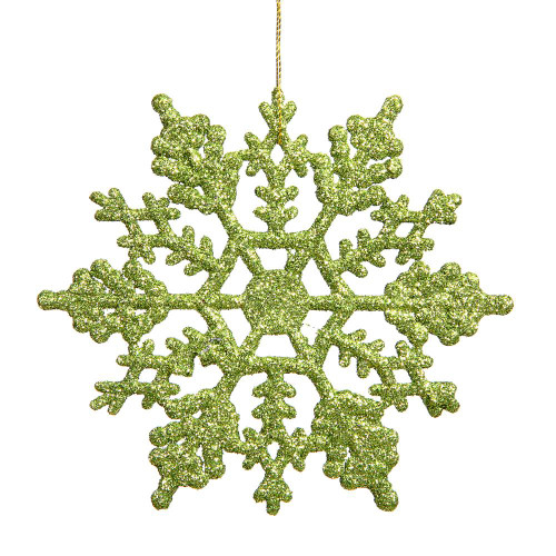 Vickerman M101413 - 4 inch Lime Glitter Snowflake Christmas Ornament - 24 Pack