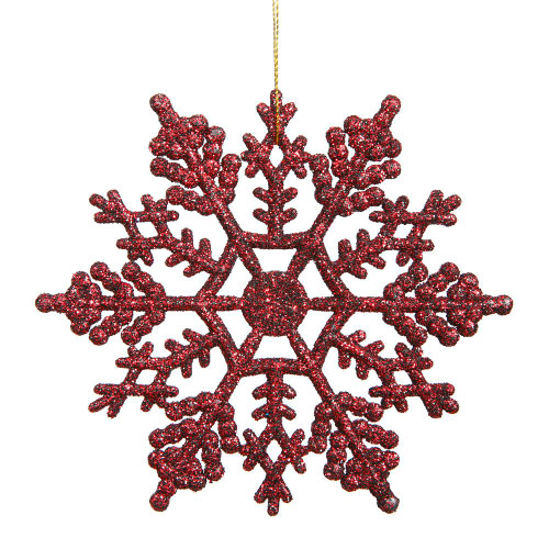 Vickerman M101505 6.25" Burgundy Glitter Snowflake 12/Pvc 